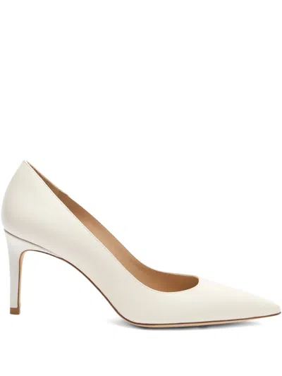 Stuart Weitzman 75mm Stuart Power Pointed-toe Leather Pumps In White