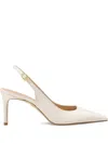 Stuart Weitzman Omens Beige Stuart Power 75 Slingback-strap Patent-leather Heeled Pumps Eur 39 / 6 Uk