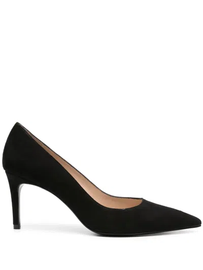 Stuart Weitzman Anny 70 Pointed-toe Suede Court Shoes In Black