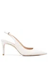 Stuart Weitzman Stuart Power 75 Pointed Toe Slingback Pump In White