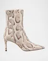 Stuart Weitzman 75mm Stuart Power Snake-embossed Leather Booties In Multi