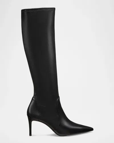 Stuart Weitzman 75mm Stuart Power Stretch Leather Knee-high Boots In Black