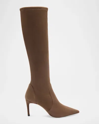 Stuart Weitzman 75mm Stuart Power Suede Knee-high Boots In Brown