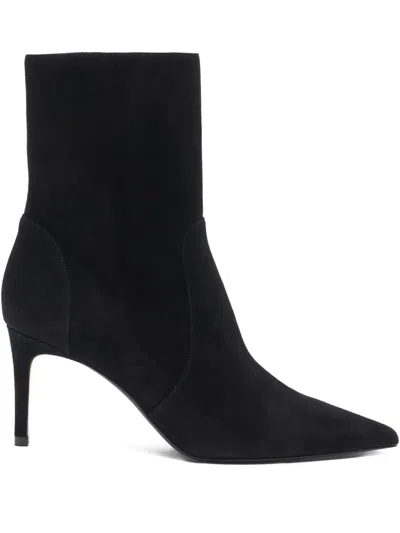 Stuart Weitzman 75mm Stuart Power Zip-detail Pointed-toe Boots In Black