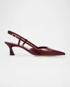 Stuart Weitzman 75mm Vinnie Patent Leather Kitten Slingback Pumps In Multi