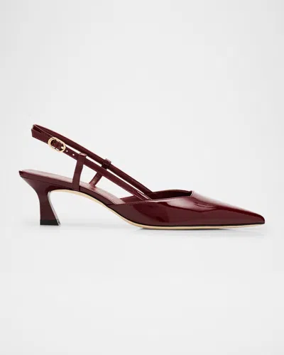 Stuart Weitzman 75mm Vinnie Patent Leather Kitten Slingback Pumps In Multi