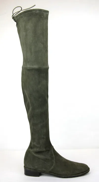 Pre-owned Stuart Weitzman $798  Lowland Loden Green Suede Over The Knee Boot