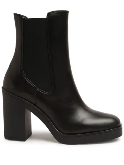 Stuart Weitzman Bethenny Leather Platform Chelsea Booties In Black