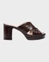 Stuart Weitzman 80mm Dayna Croc-embossed Leather Platform Sandals In Multi
