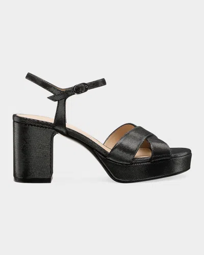 Stuart Weitzman 80mm Dayna Leather Noir Platform Sandals In Black