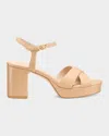 Stuart Weitzman Dayna Patent Crisscross Platform Sandals In Brown