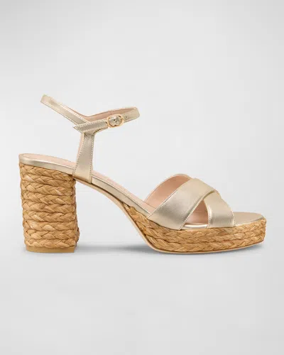 Stuart Weitzman 80mm Dayna Metallic Leather Platform Sandals In Multi