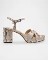 Stuart Weitzman 80mm Dayna Snake-embossed Leather Platform Sandals In Animal Print