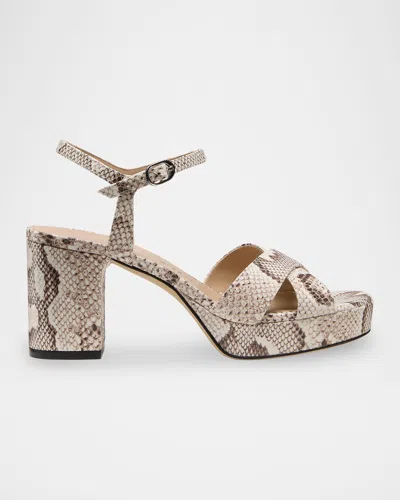STUART WEITZMAN 80MM DAYNA SNAKE-EMBOSSED LEATHER PLATFORM SANDALS
