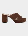 Stuart Weitzman 80mm Dayna Suede Platform Sandals In Brown
