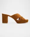 Stuart Weitzman 80mm Dayna Suede Platform Sandals In Orange