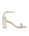 Stuart Weitzman 80mm Metallic-effect Leather Sandals In Nude