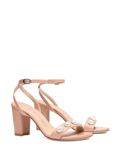 Stuart Weitzman 80mm Nearlybare Portia Pearl-embellished Sandals In Pink