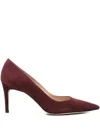 Stuart Weitzman 80mm Pointed-toe Suede Heeled Pumps In Red