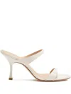 Stuart Weitzman Nudist Metallic Leather Slide Sandals In White