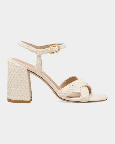 Stuart Weitzman 85mm Alyssa Woven Leather Ankle-strap Sandals In Neutral