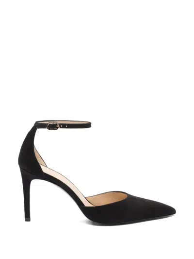 Stuart Weitzman 85mm Ankle-strap Pointed Pumps In Black