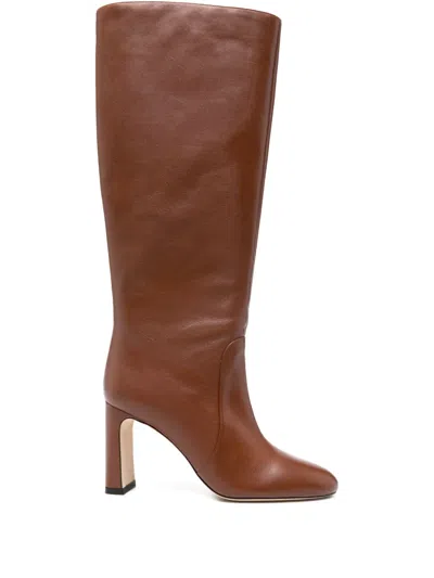 Stuart Weitzman 85mm Babette Leather Knee-high Boots In Brown