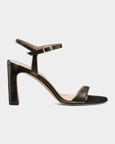 Stuart Weitzman 85mm Babette Leather Noir Ankle-strap Sandals In Black