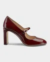 Stuart Weitzman 85mm Babette Patent Leather Mary-jane Pumps In Burgundy