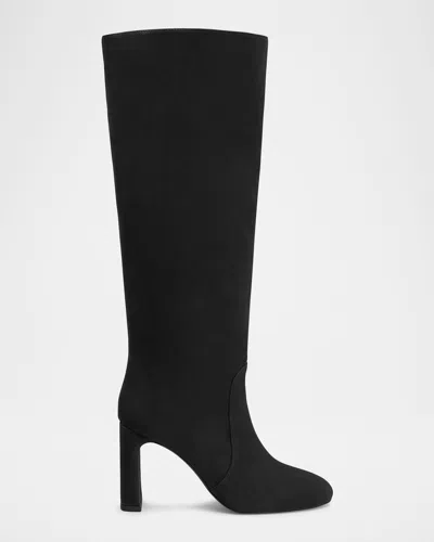 Stuart Weitzman 85mm Babette Tubo Suede Knee-high Boots In Black