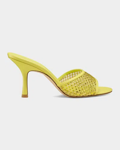 Stuart Weitzman 85mm Bareitall Mesh And Leather Sandals In Yellow