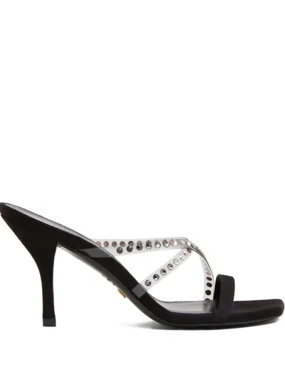 Stuart Weitzman Strapeze 85mm Crystal-embellished Sandals In Black