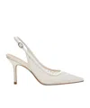Stuart Weitzman Emilia Mesh 85 Slingback Pump In White