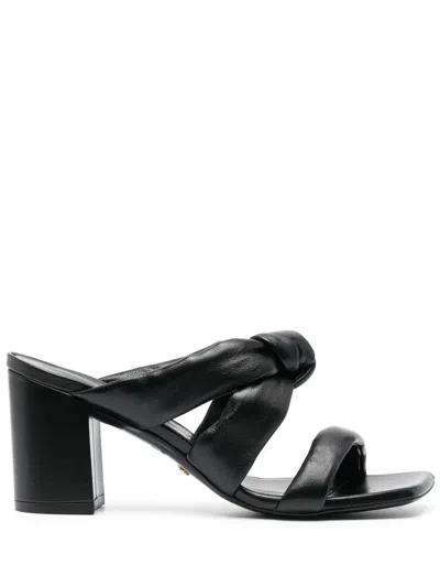 Stuart Weitzman 85mm Knot-detail Leather Mules In Schwarz