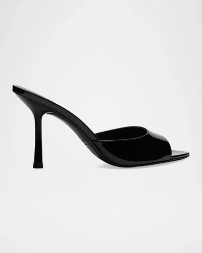 Stuart Weitzman 85mm Lexington Patent Leather Mules In Black