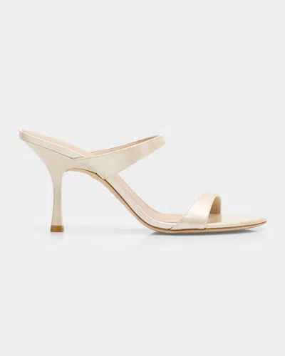 Stuart Weitzman 85mm Nudist Leather Dual-strap Sandals In White