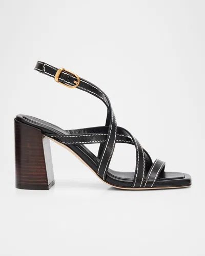 Stuart Weitzman 85mm Park Leather Block-heel Sandals In Black