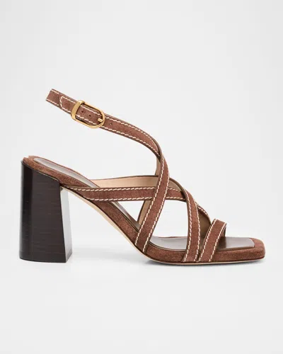 Stuart Weitzman 85mm Park Suede Block-heel Sandals In Multi