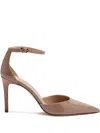 Stuart Weitzman Stuart Power Strap 85 Patent Leather Pumps In Neutral