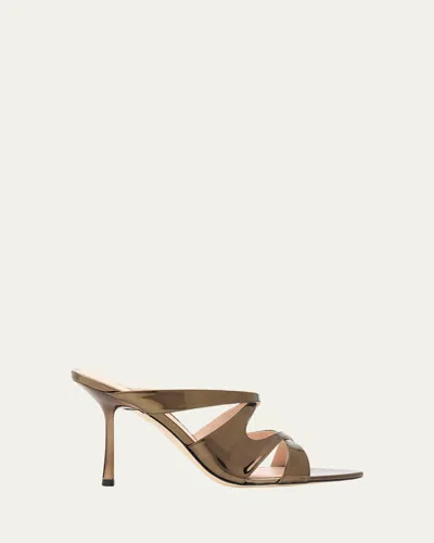 Stuart Weitzman 85mm Rubie Metallic Leather Mule Sandals In Multi