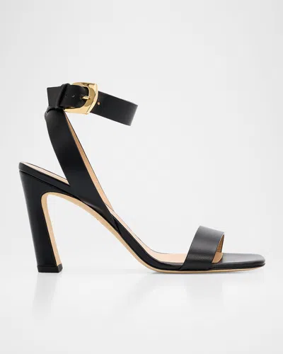 Stuart Weitzman 85mm Sai Leather Ankle-strap Sandals In Black