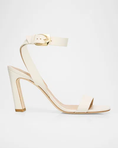 Stuart Weitzman 85mm Sai Leather Ankle-strap Sandals In Neutral