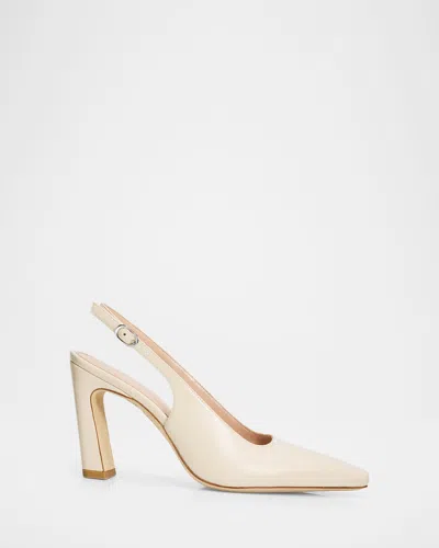 Stuart Weitzman 85mm Stassi Leather Slingback Pumps In Neutral