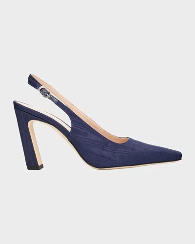 Stuart Weitzman 85mm Stassi Moire Slingback Pumps In Blue