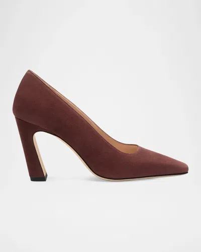 Stuart Weitzman 85mm Stassi Satin Pumps In Brown