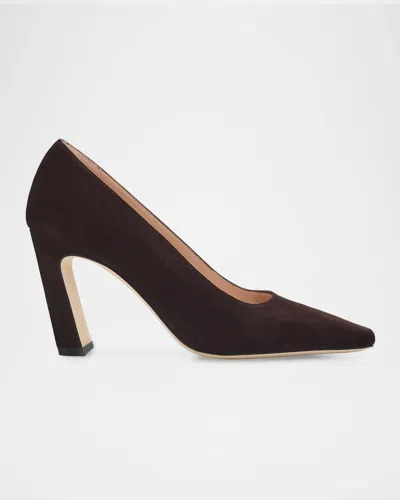 Stuart Weitzman 85mm Stassi Satin Pumps In Brown