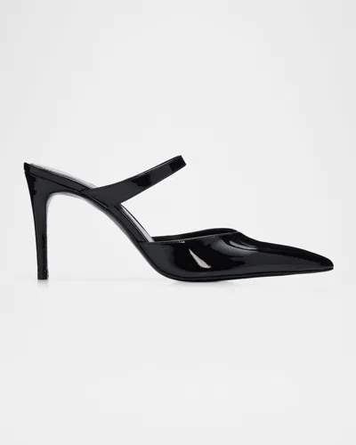 Stuart Weitzman 85mm Stuart Power Patent Leather Mule Pumps In Black