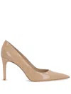 Stuart Weitzman Stuart 75 Womens Patent Pointed Toe Pumps In Neutrals