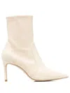 Stuart Weitzman Pointed Toe 85mm Leather Sock Boots In Nude