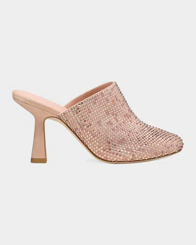 Stuart Weitzman 85mm Talia Shine Suede Mules In Pink